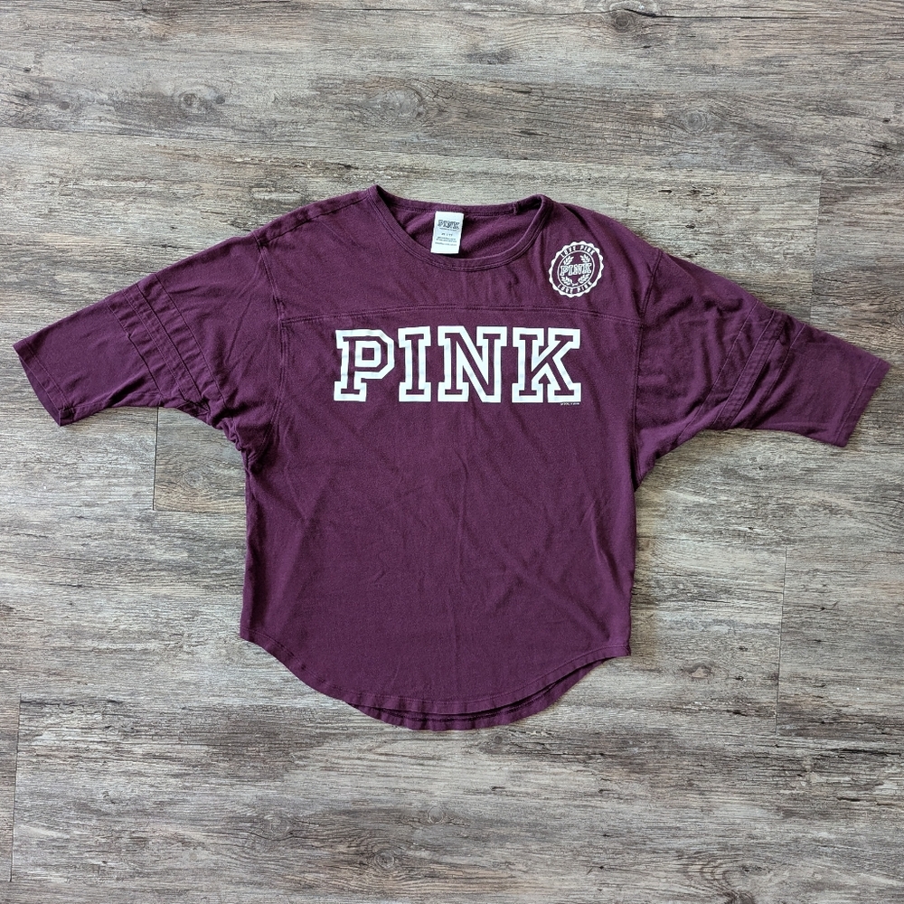 PINK Victoria's Secret - Maroon 3/4 Dolman Sleeve Top Sz XS